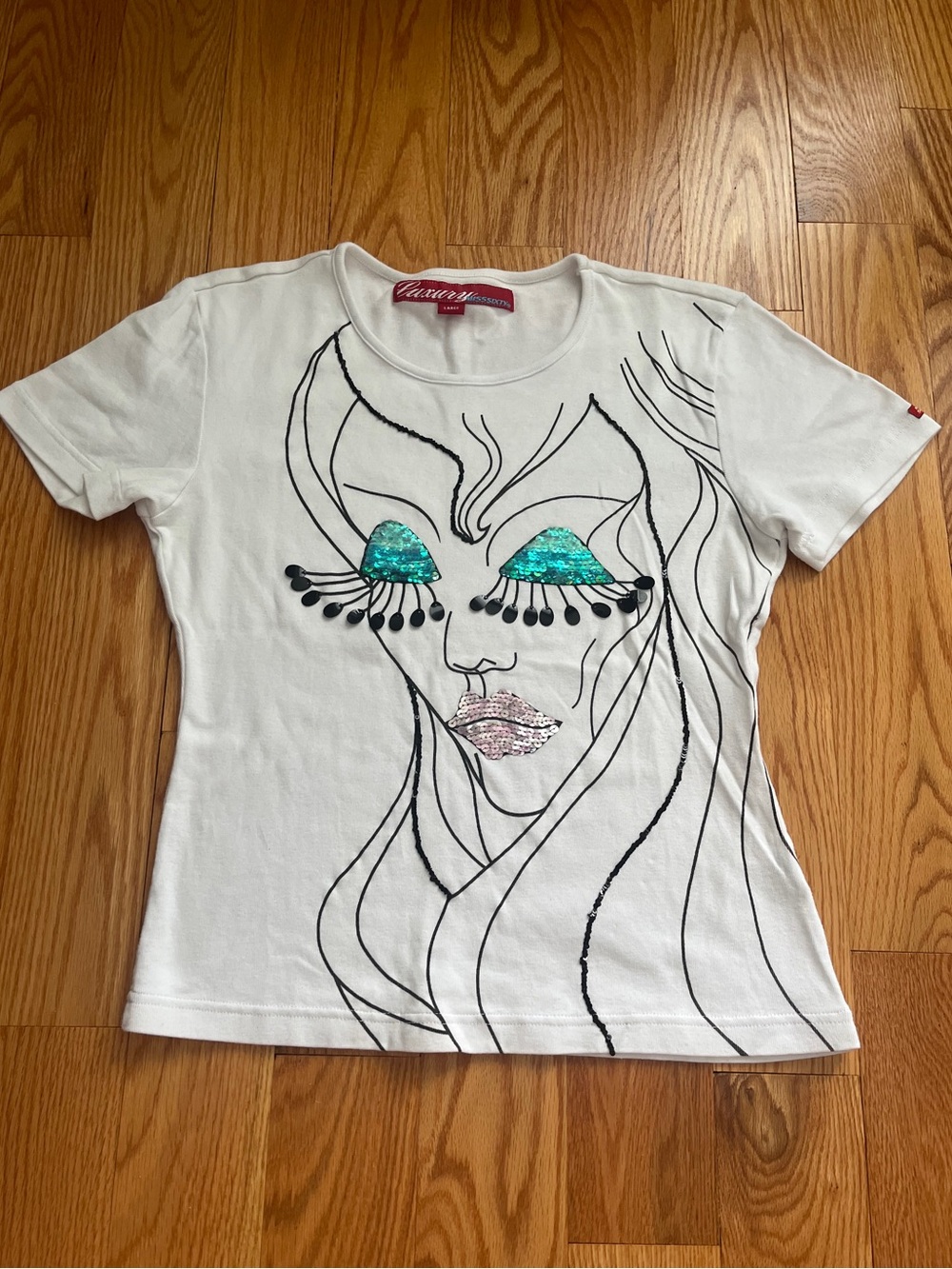 Miss Sixty Y2K Embellished Sequin Graphic Tee Vintage